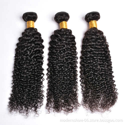 Raw Virgin Kinky Curly Women Hairs 3 to 4 Mink India Hair Bundles with Closure